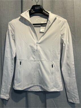 Women's White Zip-Up Hooded Jacket